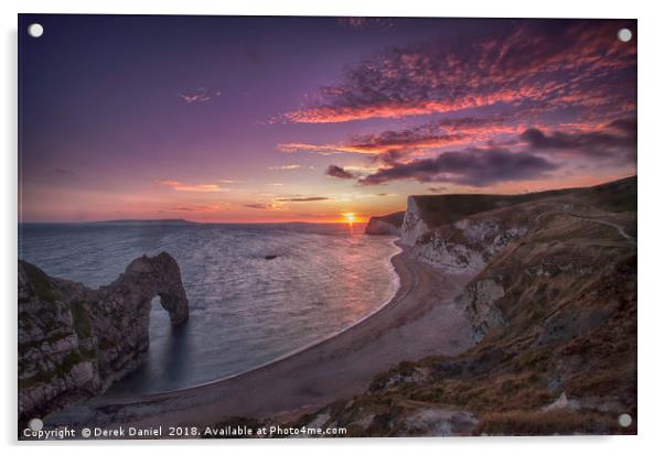 Durdle Dor Sunset Acrylic by Derek Daniel