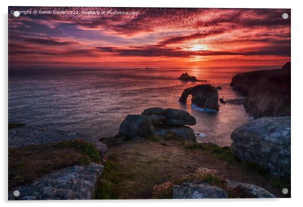 Fiery Sunset over Lands End Acrylic by Derek Daniel