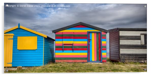 Colourful beach huts at Hopeman Acrylic by Derek Daniel
