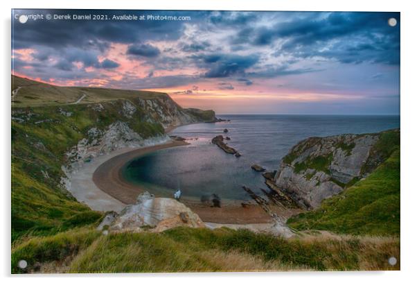Colourful Sunrise at Man O'War Bay, #2, Dorset Acrylic by Derek Daniel