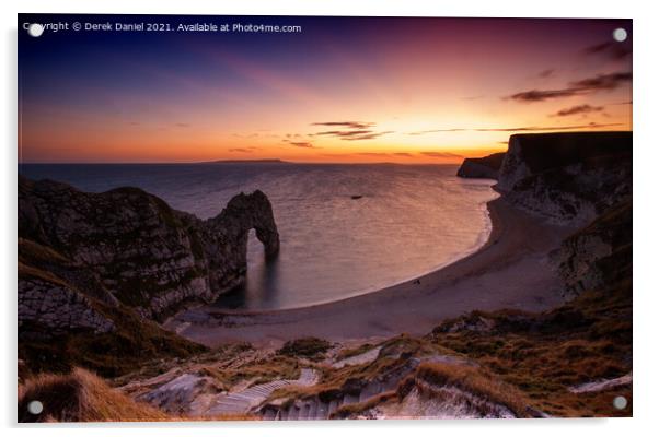 Sunset at Durdle Dor #5, Dorset Acrylic by Derek Daniel