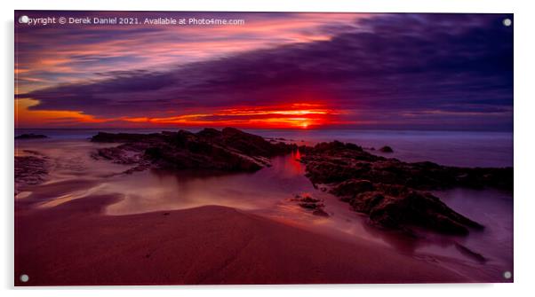 Crooklets Beach Sunset #6, Bude, Cornwall Acrylic by Derek Daniel