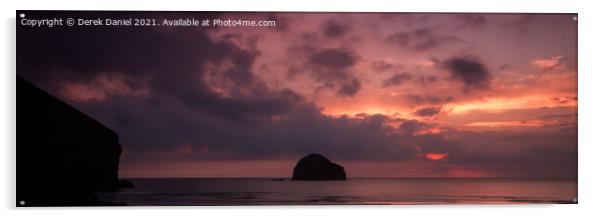 Majestic Cornish Sunset Acrylic by Derek Daniel