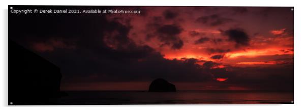 Gull Rock Sunset #2 (panoramic)  Acrylic by Derek Daniel