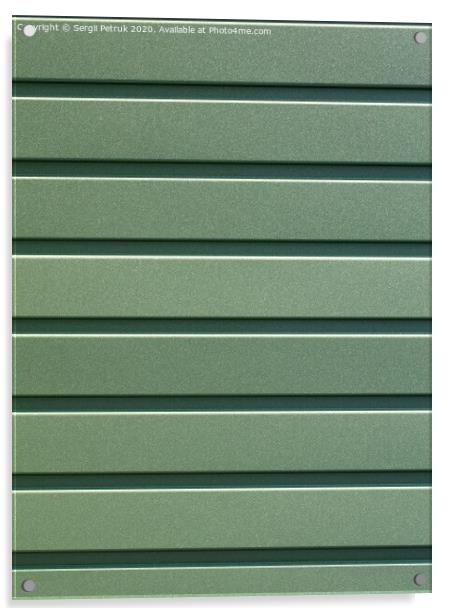 Green corrugated steel sheet with vertical guides. Acrylic by Sergii Petruk