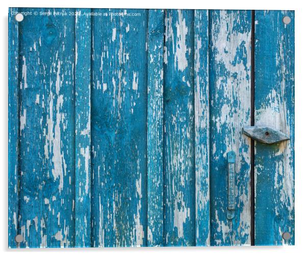 Old wooden door, boards, shabby paint, wooden texture Acrylic by Sergii Petruk