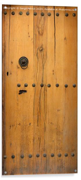 old wooden door with wrought iron rivets Acrylic by Sergii Petruk