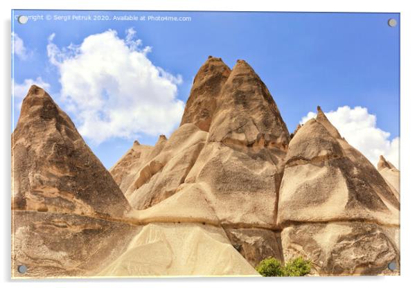 Mountain peaks from sandstone in the mountains and valleys of Cappadocia Acrylic by Sergii Petruk