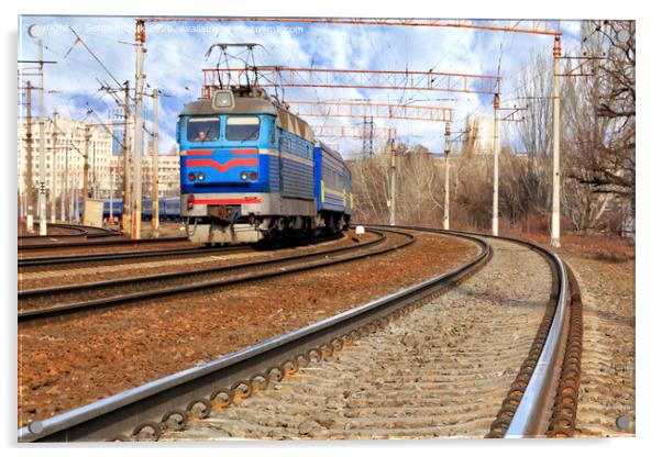 Perspective and turn of a multichannel railway for electric trains Acrylic by Sergii Petruk