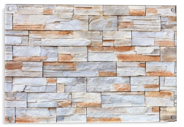 Wall mosaic made of red and beige sandstone tiles Acrylic by Sergii Petruk