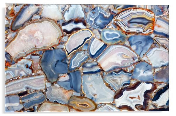 Amazing mesmerizing cross sectional view gemstones agate. Acrylic by Sergii Petruk