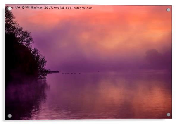 Misty Sunrise over Sutton Bingham Reservoir  Acrylic by Will Badman