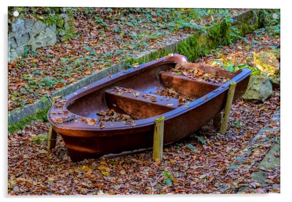 Old rusty boat at Chard Reservoir Somerset Uk Acrylic by Will Badman
