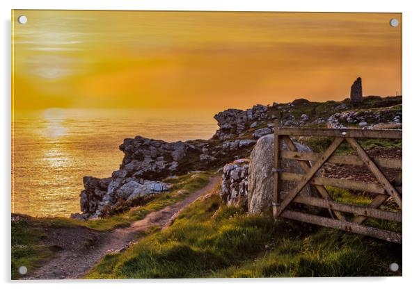 Cornish Sunset Acrylic by David Belcher