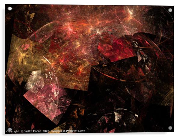 Creativity. Dark abstract with red. Acrylic by Judith Flacke