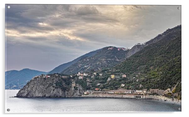 Corniglio, Cinque Terre, Italy.   Acrylic by Judith Flacke