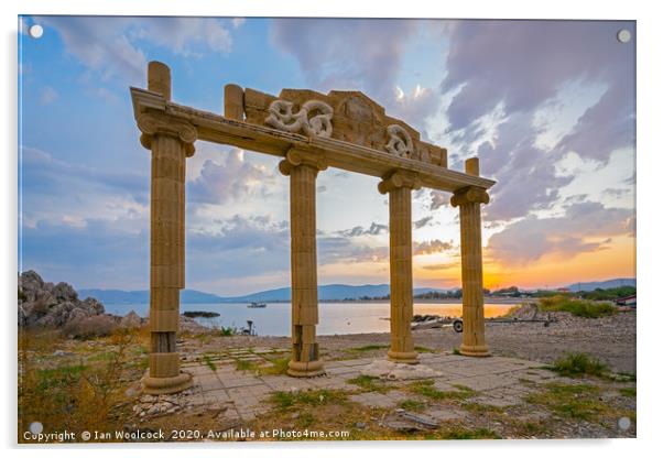 Haraki Beach Rhodes Greece Sunset Acrylic by Ian Woolcock