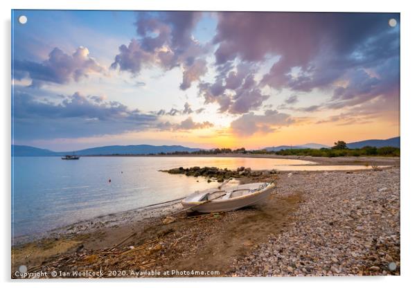 Haraki Beach Rhodes Greece Sunset Acrylic by Ian Woolcock