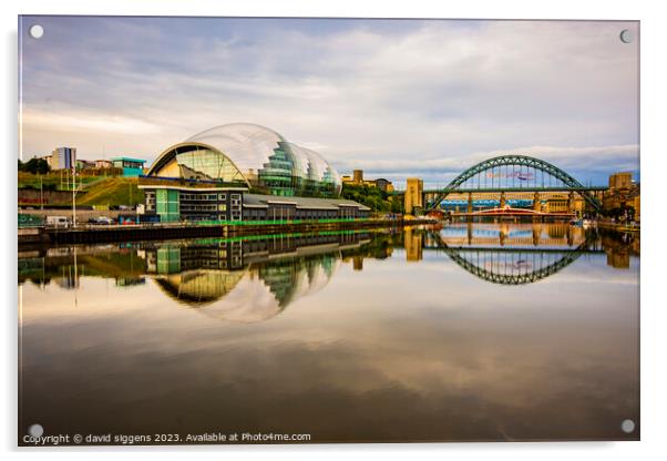 Newcastle quayside reflections Acrylic by david siggens