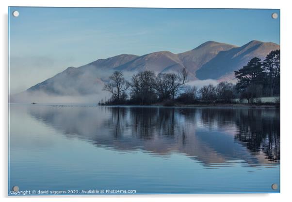 derwent water in the morning mist Acrylic by david siggens