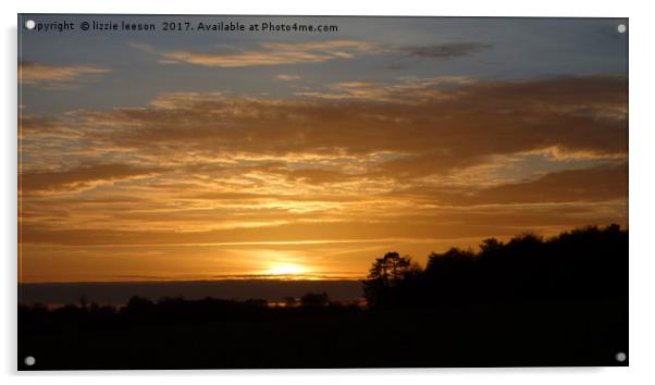 Sunset over Salisbury Plain Acrylic by lizzie leeson