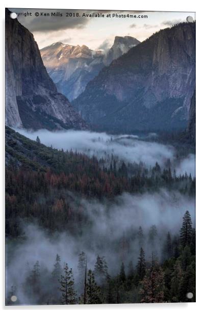 Half Dome and Mist Acrylic by Ken Mills