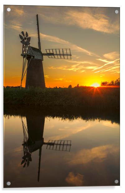 Sunset at How Hill wind pump  Acrylic by Peter Scott