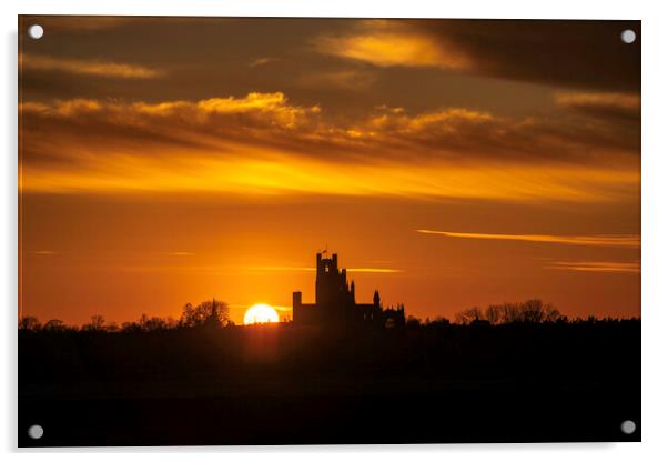 Sunset behind Ely Cathedral, 17th April 2021 Acrylic by Andrew Sharpe