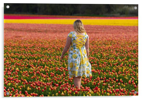 Norfolk Tulip field, 3rd May 2021 Acrylic by Andrew Sharpe