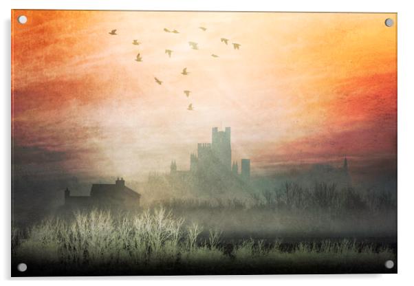 Dawn behind Ely Cathedral Acrylic by Andrew Sharpe