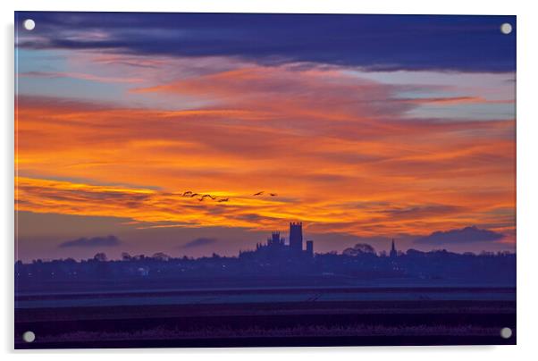 Sunrise over Ely Cathedral, 10th December 2018 Acrylic by Andrew Sharpe