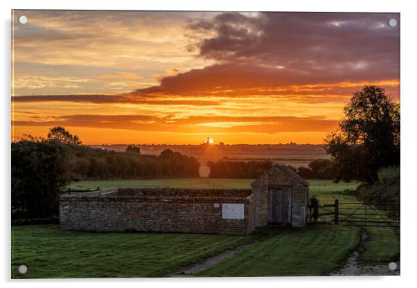 Sunrise over Ely, as seen from Coveney, 22nd October 2021 Acrylic by Andrew Sharpe