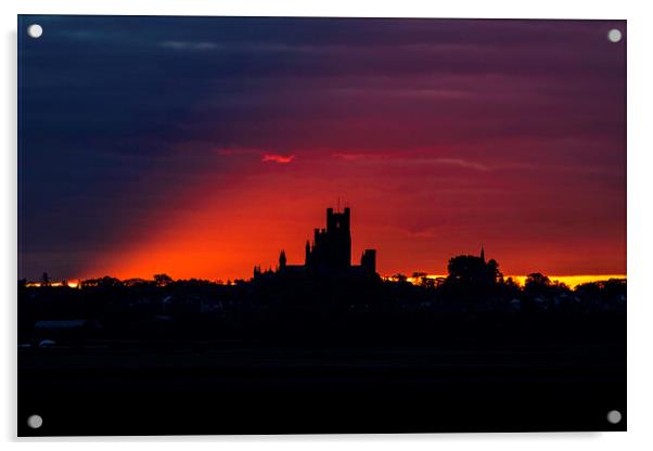 Dawn over Ely Cathedral, 23rd October 2021 Acrylic by Andrew Sharpe