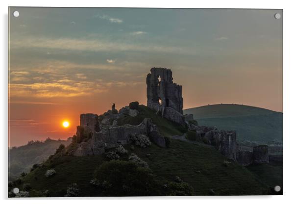 Corfe Castle Acrylic by Andrew Sharpe