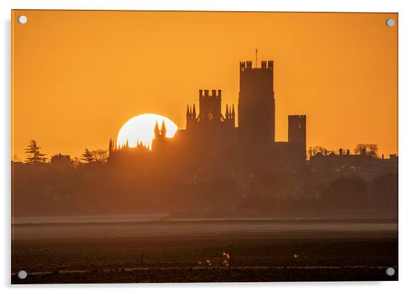 Sunrise behind Ely Cathedral, 30th January 2020 Acrylic by Andrew Sharpe