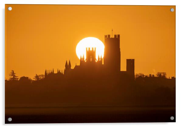 Sunrise behind Ely Cathedral, 30th January 2020 Acrylic by Andrew Sharpe