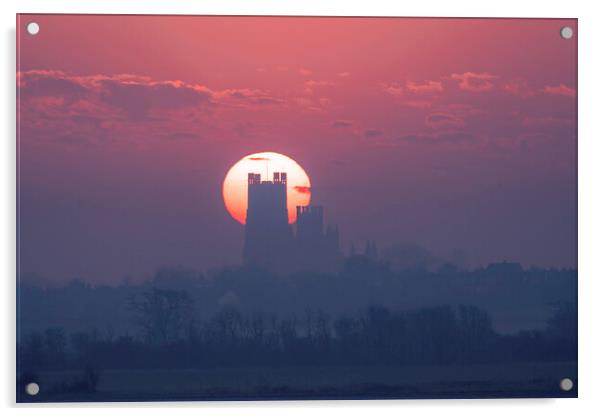 Dawn over Ely, 23rd March 2022 Acrylic by Andrew Sharpe