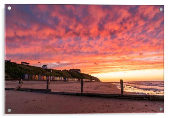 Sunset over Mundesley, Norfolk, 19th June 2022 Acrylic by Andrew Sharpe