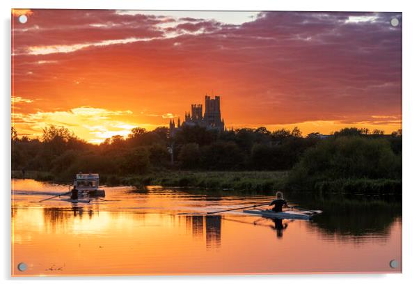 Sunset behind Ely Cathedral, 28th September 2022 Acrylic by Andrew Sharpe