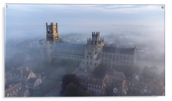 Misty dawn over Ely, 3rd September 2023 Acrylic by Andrew Sharpe