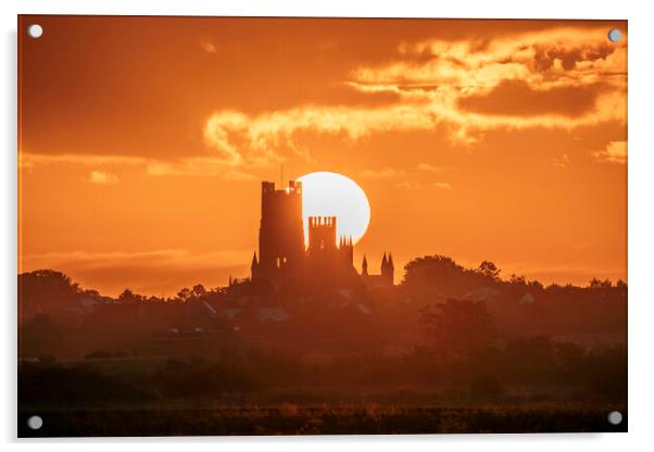 Sunrise behind Ely Cathedral, 23rd September 2023 Acrylic by Andrew Sharpe