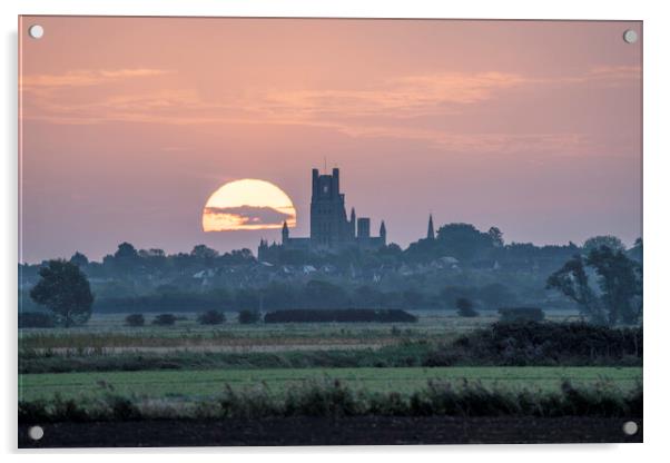 Sunrise behind Ely Cathedral, 7th October 2023 Acrylic by Andrew Sharpe