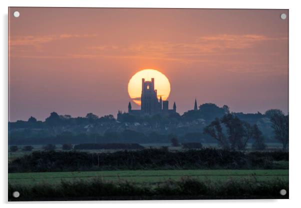 Sunrise behind Ely Cathedral, 7th October 2023 Acrylic by Andrew Sharpe