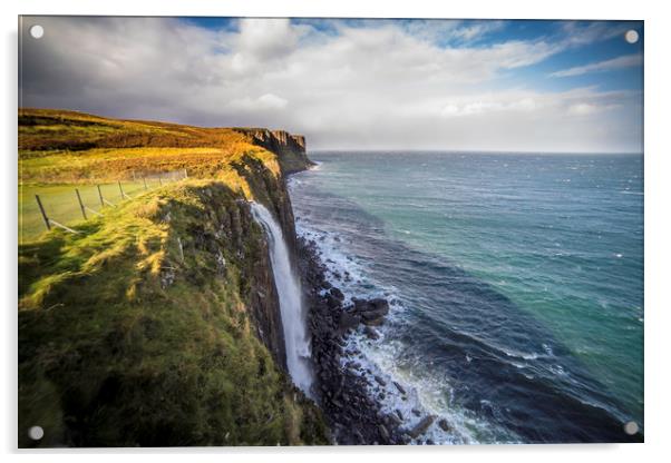 The Mealt Falls, and Kilt Rock, Isle of Skye, Scot Acrylic by Andrew Sharpe