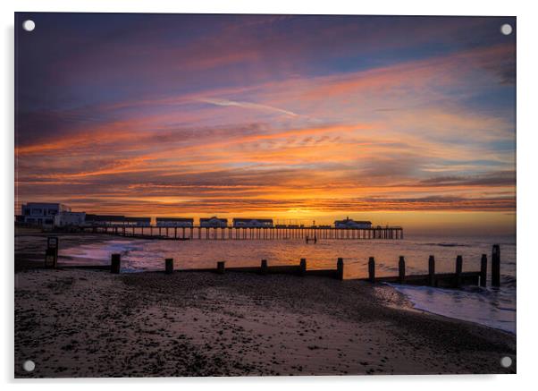 Dawn over Southwold Pier, 10th June 2017 Acrylic by Andrew Sharpe