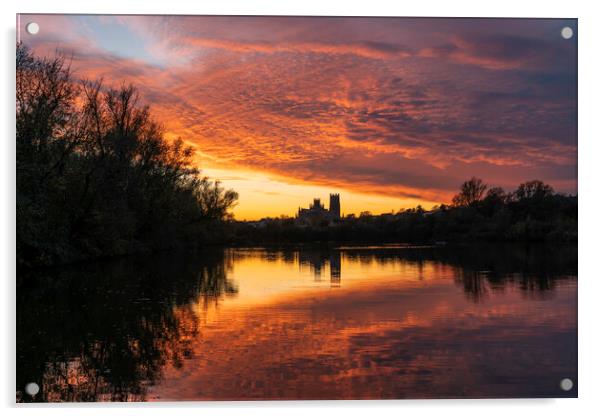 Sunset over Ely, 6th November 2020 Acrylic by Andrew Sharpe