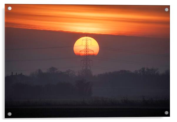 Fenland sunrise, 30th December 2020 Acrylic by Andrew Sharpe