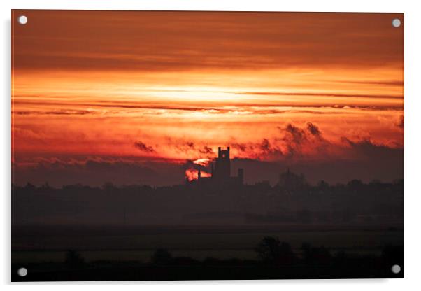 Dawn over Ely, 23rd February 2021 Acrylic by Andrew Sharpe