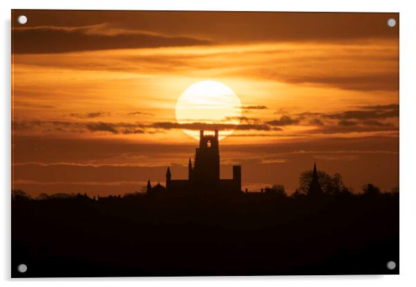 Sunrise behind Ely Cathedral, 24th February 2021 Acrylic by Andrew Sharpe