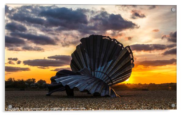 Large shell sculpture at Aldburgh beach Acrylic by Julia Watkins